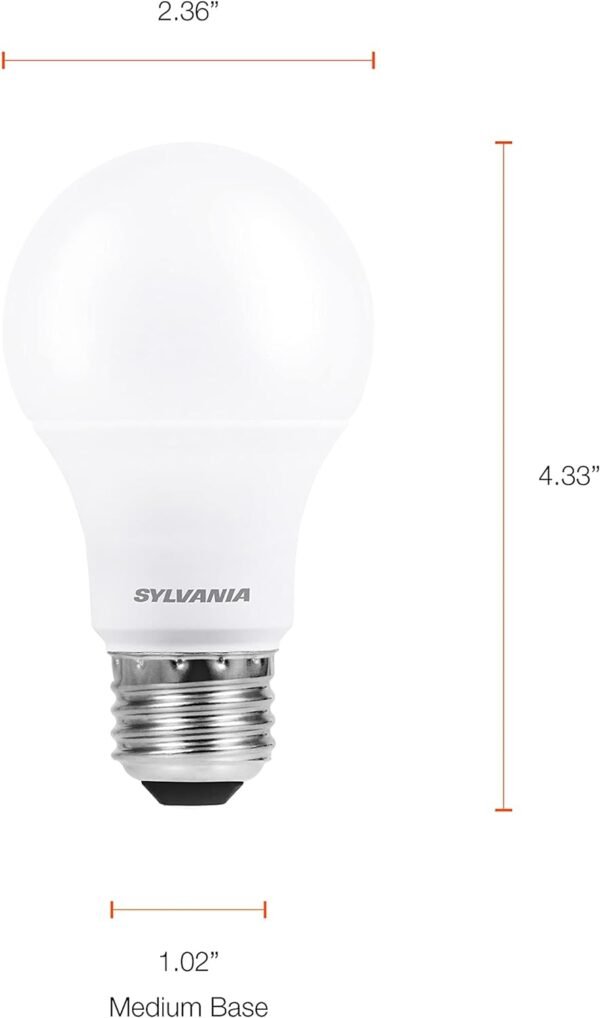 SYLVANIA ECO LED A19 Light Bulb, 60W Equivalent, Efficient 9W, 7 Year, 750 Lumens, Non-Dimmable, Frosted, 5000K Daylight, Pack of 24 (40987) - Image 6