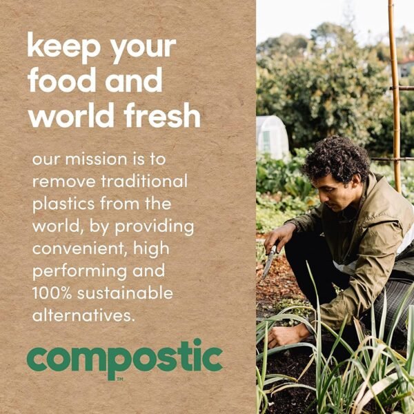 Home Compostable Resealable Gallon Bags (10.5"x10.5"), Microwave & Freezer Safe, Organic Food Storage Container, 60 Count (30 per box) - Image 9