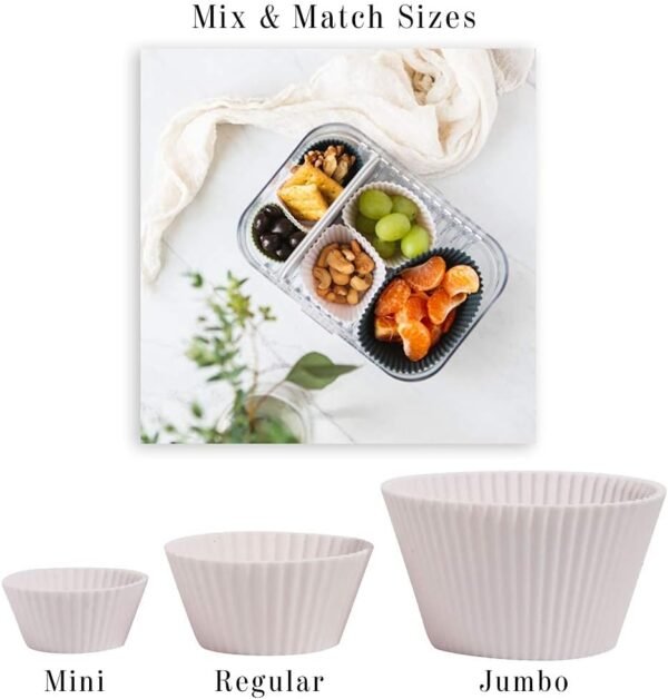 The Silicone Kitchen Reusable Silicone Baking Cup Silicone Muffin Liners for Cupcakes, BPA Free, Regular, 24 Pack, White Blue Green - Image 4