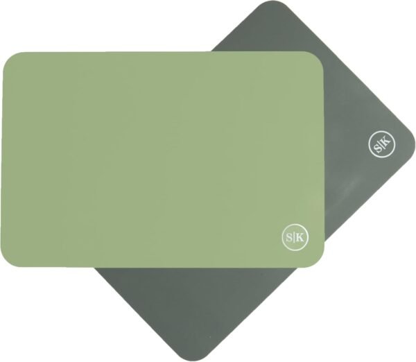 The Silicone Kitchen Silicone Oven Baking Mats, Dishwasher Safe, BPA Free, Extra Thick, Quarter Sheet 8 in by 11.75 in, Green and Gray