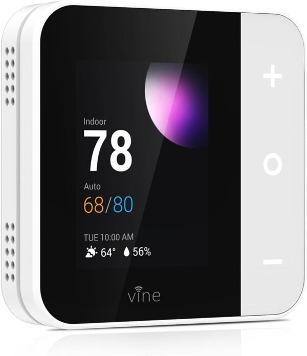 vine Thermostat for Home with Touchscreen Color Display, WiFi Smart Thermostat Compatible with Alexa and Google Assistant, 7day/8period Programmable, Energy Saving, C-Wire Required, Screen Size 2.8"