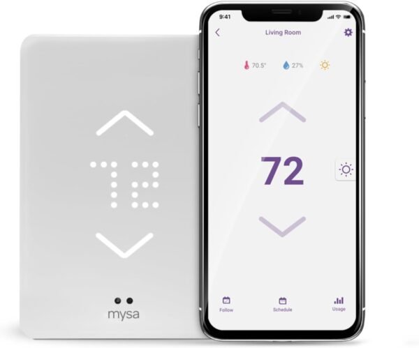 Mysa Smart Thermostat for Electric Baseboard Heaters 240V | Easy Install | Use w/HomeKit, Alexa, Google | Wi-Fi Programmable | Remote Control with Free App | Temp. & Humidity Alerts