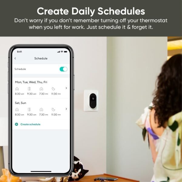Wyze Programmable Smart WiFi Thermostat for Home with App Control, Energy Saving, Easy Installation, Works with Alexa and Google Assistant, Black - Image 3