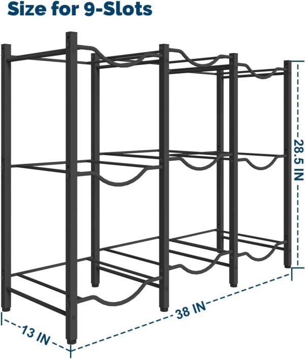 5 Gallon Water Jug Rack, Detachable Water Bottle Holder for 9 Bottles, 3 Tier Heavy Duty Water Cooler Jug Rack, Water Bottle Organizer Storage Rack for Kitchen, Office, Living Room, Black - Image 6