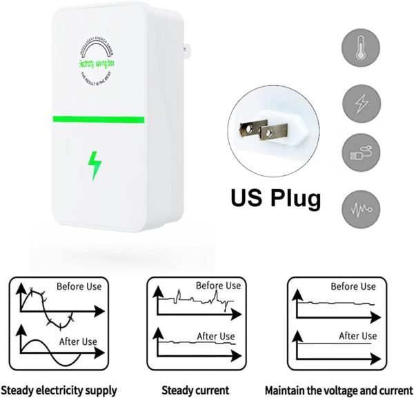 4 PCS Pro Power Saver, 2024 New Stop Watt Energy Saving Device, Household Office Market Power Saver Energy Saving Device Electricity Saving Box US Plug 90V-250V 30KW, Green - Image 2