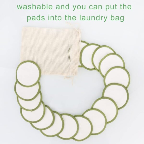 16 Pack Reusable Makeup Remover Pads Bamboo Reusable Cotton Rounds Organic Cotton Pads for Face Facial Cleansing Wipes with Washable Laundry Bag and Bamboo Holder - Image 6