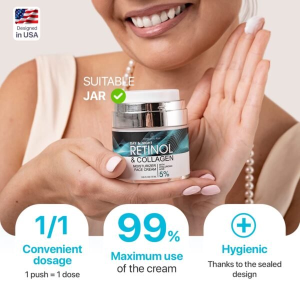 REMEDIAL PAX Retinol & Collagen Moisturizer Face Cream - Day & Night Anti-Aging Skin Care with Hyaluronic Acid 5% 1.85 Fl Oz - Image 5