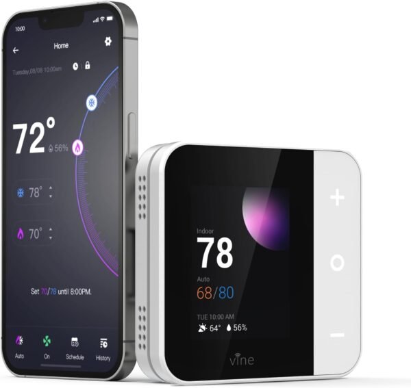 vine Thermostat for Home with Touchscreen Color Display, WiFi Smart Thermostat Compatible with Alexa and Google Assistant, 7day/8period Programmable, Energy Saving, C-Wire Required, Screen Size 2.8" - Image 9