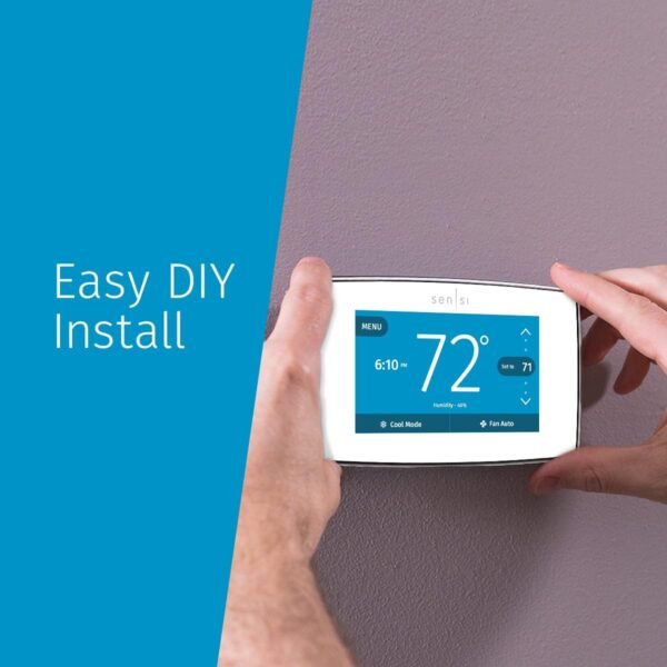 EMERSON Sensi Touch Wi-Fi Smart Thermostat with Touchscreen Color Display, Works with Alexa, Energy Star Certified, C-wire Required, ST75W , White - Image 4