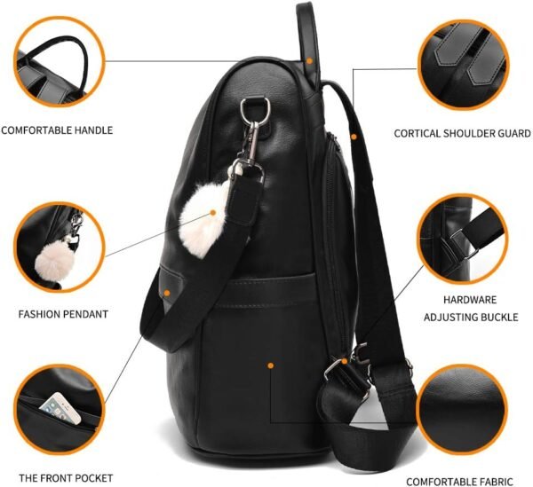 CHERUTY Women Backpack Purse PU Leather Anti-theft Casual Shoulder Bag Fashion Ladies Satchel Bags - Image 5