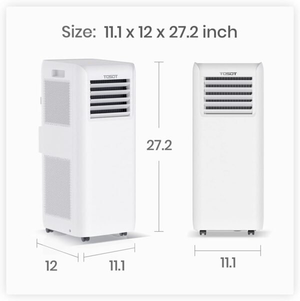 TOSOT 9,000 BTU Air Conditioner Easier to Install, Quiet and 3-in-1 Portable AC, Dehumidifier, Fan for Rooms up to 250 Sq Ft, Aovia Series, White - Image 9