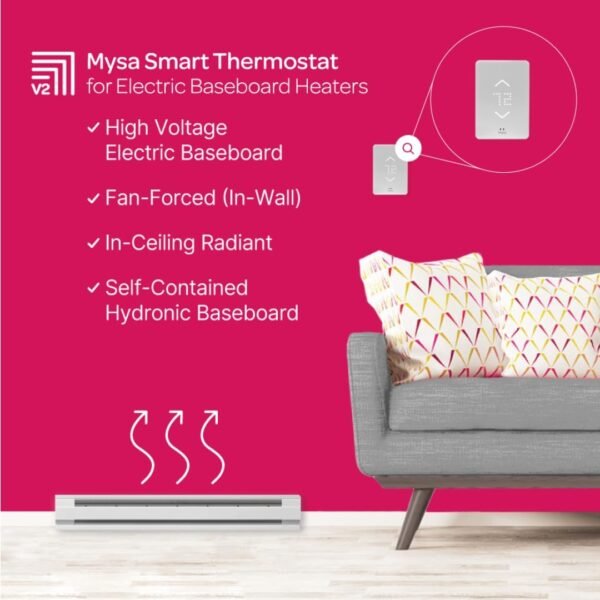 Mysa Smart Thermostat for Electric Baseboard Heaters 240V | Easy Install | Use w/HomeKit, Alexa, Google | Wi-Fi Programmable | Remote Control with Free App | Temp. & Humidity Alerts - Image 4