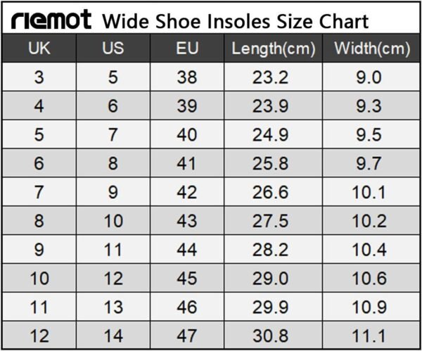 riemot Men's Shoe Insoles Wide Fit Thin Clogs Innersoles Replacement Comfort Inserts for Sneakers Sandals Boots EU 44 - Image 6