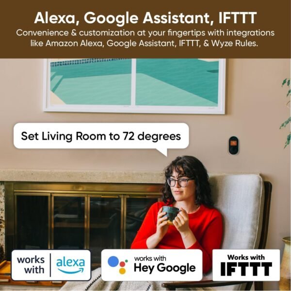 Wyze Programmable Smart WiFi Thermostat for Home with App Control, Energy Saving, Easy Installation, Works with Alexa and Google Assistant, Black - Image 6