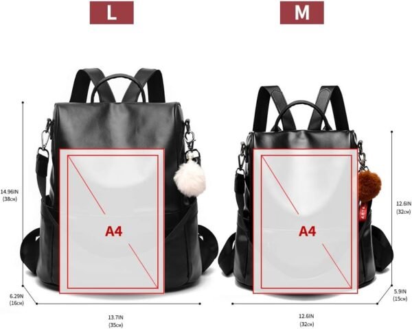 CHERUTY Women Backpack Purse PU Leather Anti-theft Casual Shoulder Bag Fashion Ladies Satchel Bags - Image 3