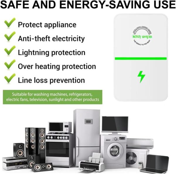 4 PCS Pro Power Saver, 2024 New Stop Watt Energy Saving Device, Household Office Market Power Saver Energy Saving Device Electricity Saving Box US Plug 90V-250V 30KW, Green - Image 6