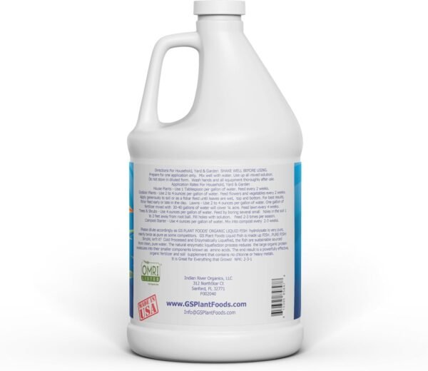 Organic Hydrolyzed Liquid Fish Fertilizer by GS Plant Foods (1 Gallon) - Image 3