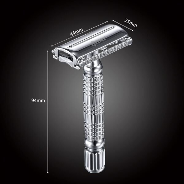 BAILI Butterfly Open TTO Double Edge Metal Safety Razor Wet Shaving Kit for Men Women with Platinum Blade and Mirrored Travel Case BD179 - Image 3