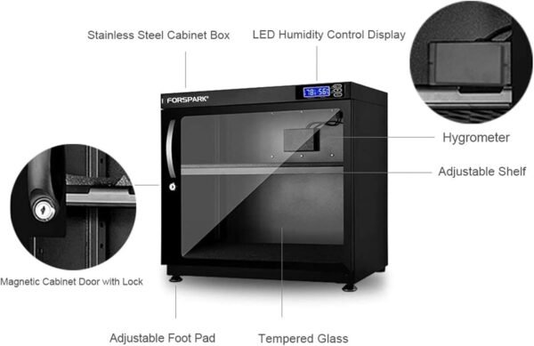 Camera Dehumidifying Dry Cabinet |8W 80L-Noiseless & Energy Saving - for Camera Lens & Electronic Equipment Storage - Image 4