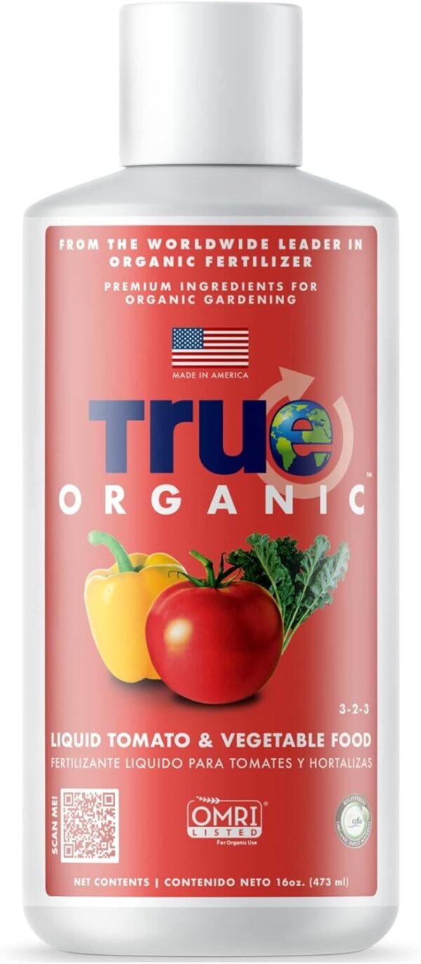 True Organic Tomato and Vegetable Liquid Fertilizer 16 oz - CDFA, OMRI Listed for Organic Gardening NPK 3-2-3