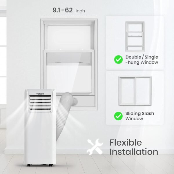TOSOT 9,000 BTU Air Conditioner Easier to Install, Quiet and 3-in-1 Portable AC, Dehumidifier, Fan for Rooms up to 250 Sq Ft, Aovia Series, White - Image 6