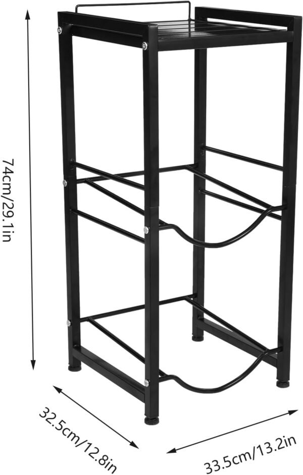 2-Tier 5 Gallon Water Bottle Holder with Top Shelve, 5 Gallon Water Bottle Holder, Water Jug Rack, Water Cooler Jug Stand with 2 Slot, Water Bottle Organizer for Kitchen,Office,Living Room, Black - Image 5