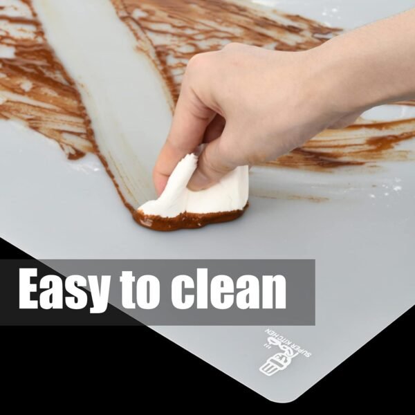 Thick Silicone Counter Mat Large 23.4"by15.6", Heat Resistant Mat for Kitchen Table/Countertop Protector/Non Stick Pastry Baking Mat Placemats, Silicone Mat for Crafts Kids, Super Kitchen Clear - Image 5