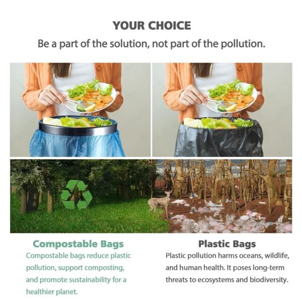 Small Trash Bags, AYOTEE 4-6 Gallon Compostable Garbage Bags, 4 Gallon Trash Bags, Unscented Leak Proof Biodegradable Bags Wastebasket Liners, Bathroom trash bags, Compost Bags (100 Counts, Blue) - Image 2
