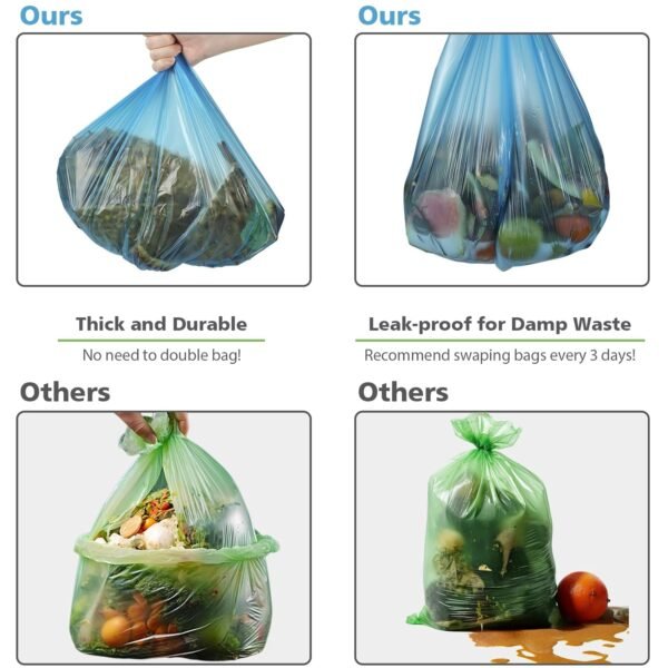 Small Trash Bags, AYOTEE 4-6 Gallon Compostable Garbage Bags, 4 Gallon Trash Bags, Unscented Leak Proof Biodegradable Bags Wastebasket Liners, Bathroom trash bags, Compost Bags (100 Counts, Blue) - Image 3
