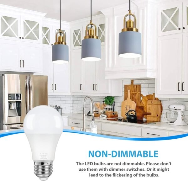 4-Pack A19 LED Light Bulbs, 100W Equivalent LED Bulb, 5000K 1100Lumen Light Bulb 11W, Non-Dimmable E26 Frosted Lighting, CRI 85+, No Flicker - Image 3