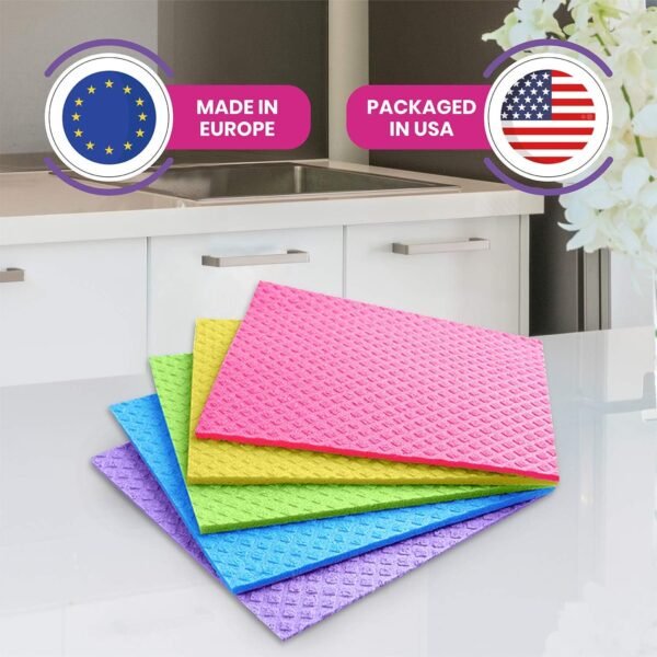Swedish Dishcloths for Kitchen – Absorbent Kitchen Towels and Dishcloths Sets - Reusable Paper Towels - Dish Cloths for Washing Dishes and Cleaning Kitchen – Cellulose Sponge Cloths - Image 2
