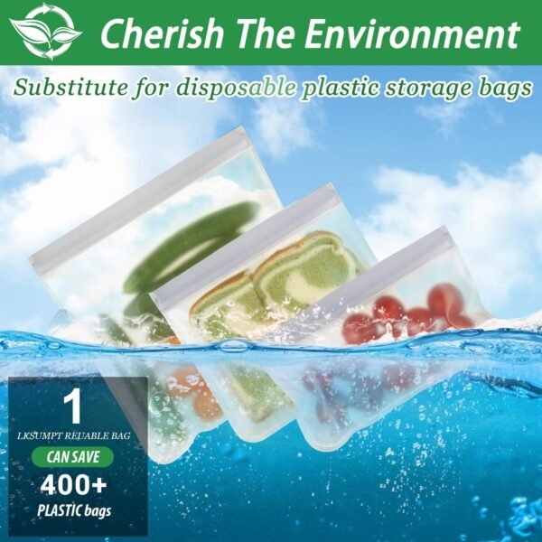 24 Pack Reusable Freezer Bags, Food Storage Bags, Reusable Bags BPA Free, Leakproof Extra Thick for Traveling & Household Same as Reusable Ziploc Bags (8 Gallon+8 Snack+8 Sandwich Bags) - Image 5