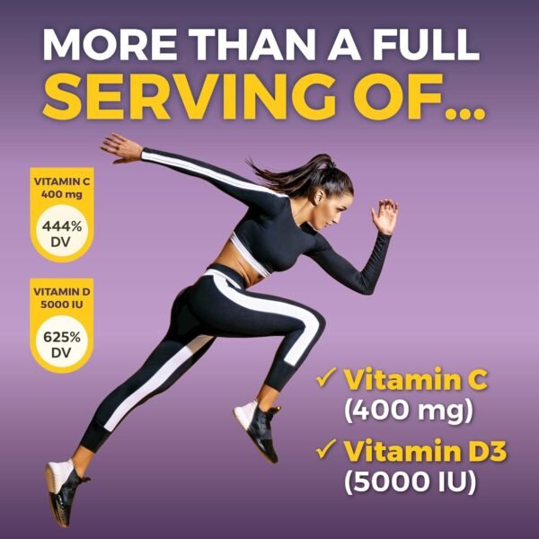 Viva Naturals Elderberry with Vitamin C and Zinc for Adults - 5 in 1 Sambucus Black Elderberry Capsules with Vitamin D3 5000 IU, Elderberries Immune Support Supplement 2 Months Supply Pills - Image 4