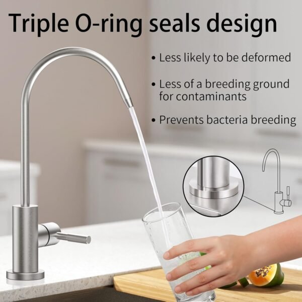 Qomolangma Kitchen Water Filter Faucet, RO Drinking Water Faucet for Kitchen Sink, Stainless Steel,Brushed Nickel - Image 2