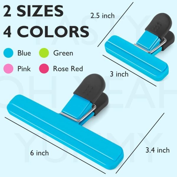 12 Pack Chip Clips, Food Bag Clips (4 Large & 8 Small Size), Kitchen Clips Chip Bag Sealing Clips for Refrigerator Food Storage Packages, Snack Bags, Photos - Image 3