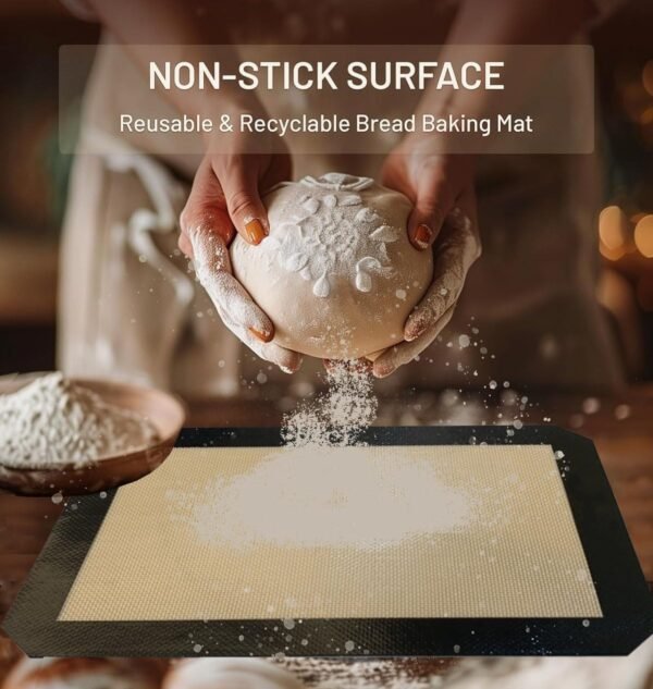 Silicone Baking Mat Sheet 2-Pack,Reusable & Nonstick Bakeware Mats for Cookies, Macarons, Bread and Pastry,Silicone Mats for Baking - Baking Mat For Oven - (16.5" x 11.6") - Image 2