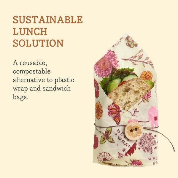 Bee's Wrap Reusable Vegan Alternative to Beeswax Food Wraps, Made in the USA, Eco Friendly Wraps for Food, Sustainable Bread Wraps, Organic Cotton Food Wraps, Sandwich Wrap for Bread, Vegan - Image 4