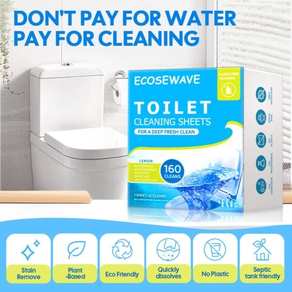 Toilet Bowl Cleaner Sheets,160 Cleans, Lemon,Friendly to your Septic,Plastic-Free Packaging,Sustainability, Toilet Bowl Cleaner Strips Great For Apartments, Dorms,Vanlife - Image 2