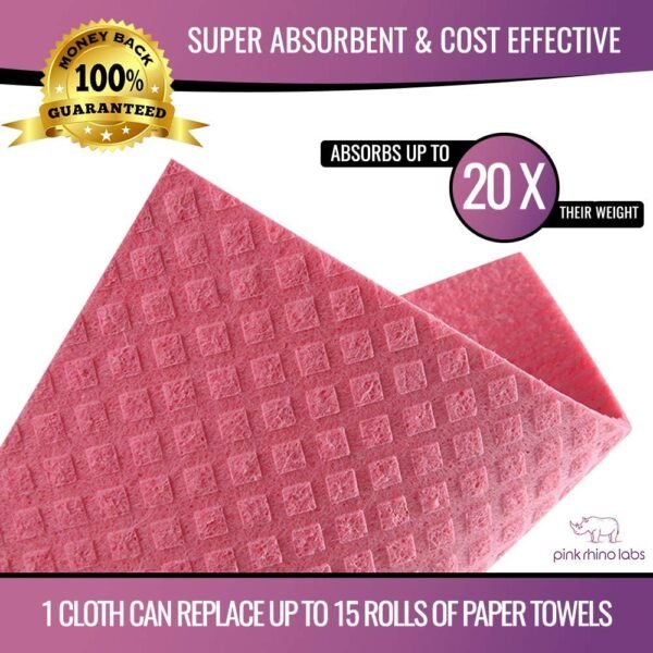 Swedish Dishcloths for Kitchen – Absorbent Kitchen Towels and Dishcloths Sets - Reusable Paper Towels - Dish Cloths for Washing Dishes and Cleaning Kitchen – Cellulose Sponge Cloths - Image 4