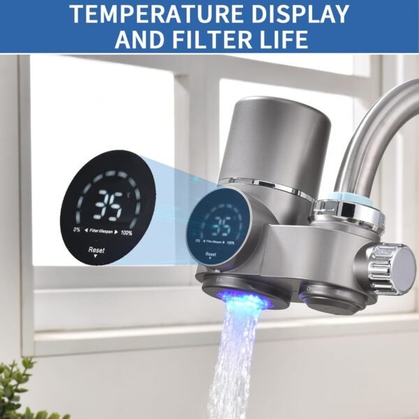 HOMELODY Faucet Mount Water Filter, LED Display Tap Water Purifier Reduces Lead Chlorine Heavy Metals, Water Filter for Sink Faucet Fits Standard Faucets (Includes 1 Filter) - Image 2