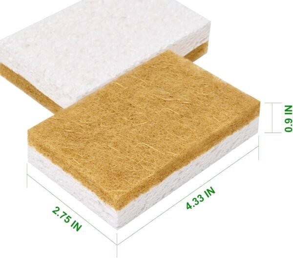 12 Pack Biodegradable Sponges - Sponges Kitchen Natural Sponges for Dishes Natural Sponge Dish Sponge - Eco Friendly Sponges Natural Kitchen Sponge - Image 4