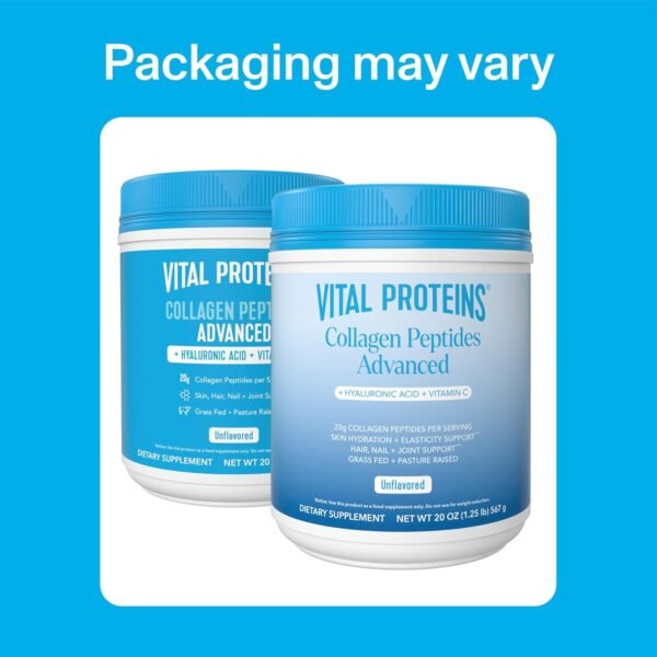Vital Proteins Collagen Peptides Powder with Hyaluronic Acid and Vitamin C, Unflavored, 20 oz - Image 2