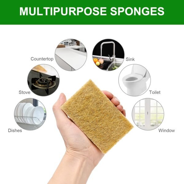 12 Pack Biodegradable Sponges - Sponges Kitchen Natural Sponges for Dishes Natural Sponge Dish Sponge - Eco Friendly Sponges Natural Kitchen Sponge - Image 5