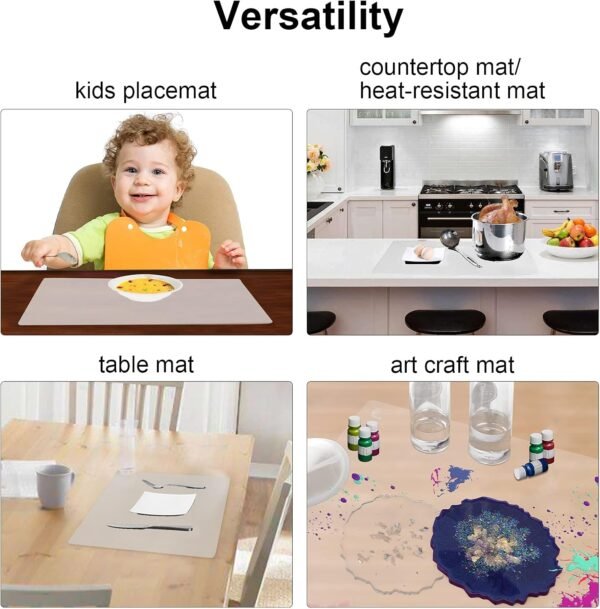 Thick Silicone Counter Mat Large 23.4"by15.6", Heat Resistant Mat for Kitchen Table/Countertop Protector/Non Stick Pastry Baking Mat Placemats, Silicone Mat for Crafts Kids, Super Kitchen Clear - Image 7