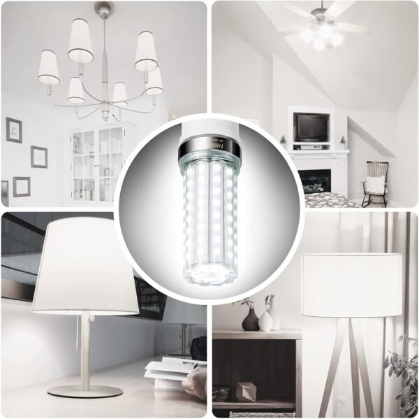 LED Corn Light Bulb 150W Equivalent 2000 Lumen 6500K Cool Daylight White 20W E26/E27 Base Non-dimmable Ceiling Fan Corn Lighting for Home Garage Warehouse Indoor LED Corn Bulbs Pack of 4 - Image 6