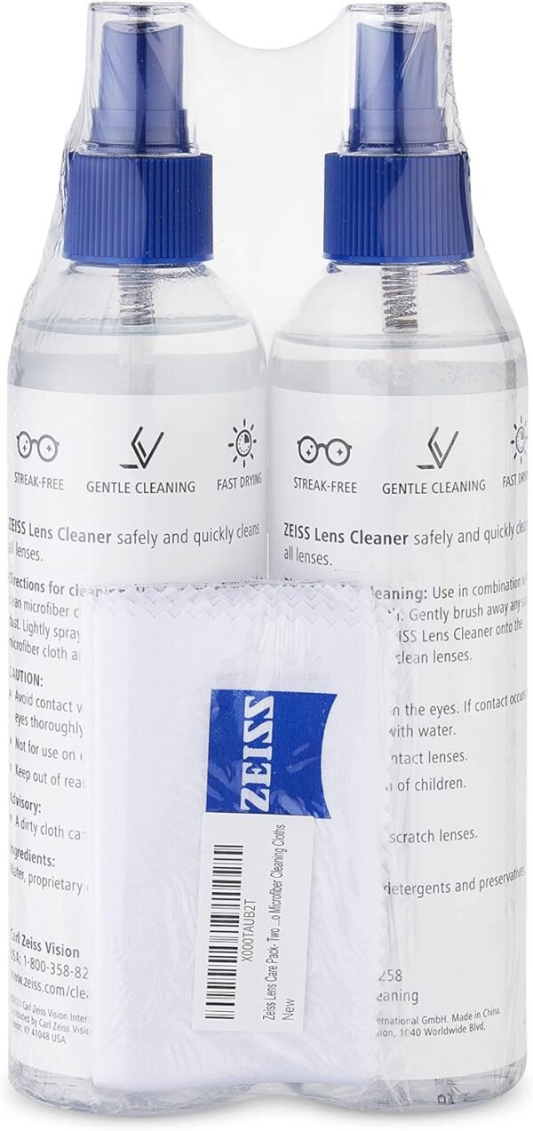 ZEISS Lens Care Pack - 2-8 Ounce Bottles of Lens Spray, 2 Microfiber Cleaning Cloths - Image 3