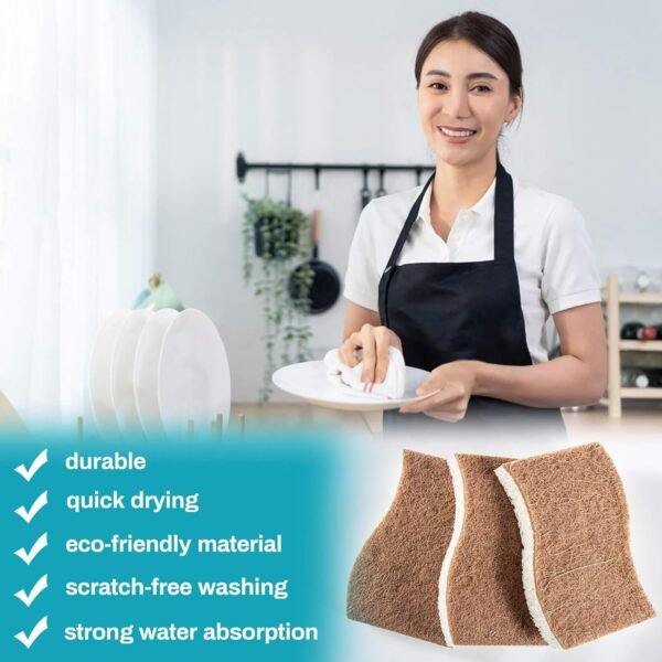 10PCS Natural Sponges for Dishes - Biodegradable Sponges Kitchen Eco Friendly Dish Sponge Non-Scratch Sponges for Cleaning Kitchen - Image 4