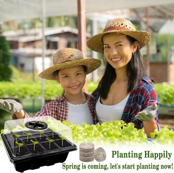 Halatool Seed Starter Kit 4 Pack 48 Cells Black Seed Starter Tray with 50 PCS Peat Pellets for Seedlings Organic Seed Stater Soil Pods for Planting Vegetables Plants Flowers & Starting Seeds - Image 7