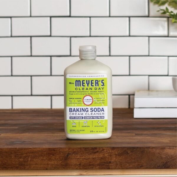 MRS. MEYER'S CLEAN DAY Baking Soda Cream Cleaner, Cuts Grease, Scratch-Free Polish, Plant-Derived Cleaning Ingredients, Lemon Verbena, 16 Fl Oz, Pack of 1 - Image 7