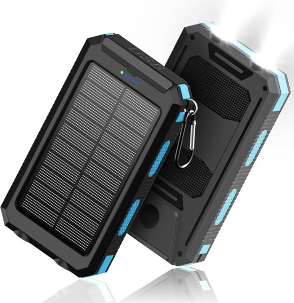Solar Charger, 38800mAh Power Bank, Portable Charger Fast Charger Dual USB Port Built-in LED Flashlight and Compass for Cell Phone and Electronic Devices